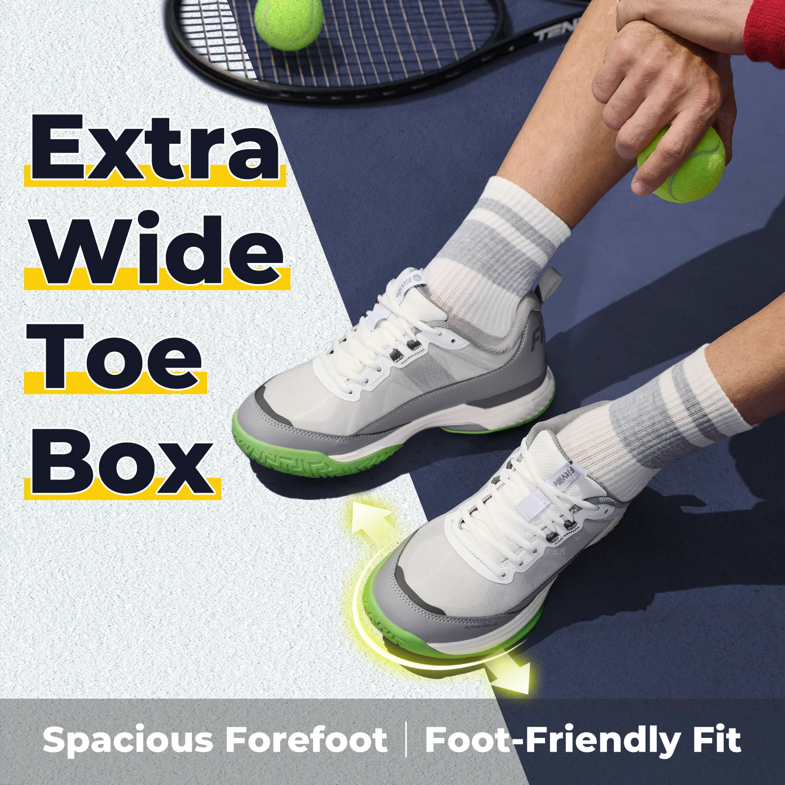 FitVille Table Tennis Shoes Casual Pickleball Sports Shoes for Men Sneaker Breathable All Court Baseball Shoes with Arch Support