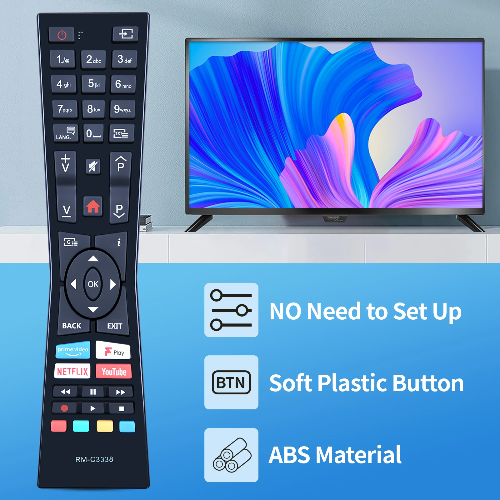 Remote Control RM-C3338 untuk TV LED pintar JVC RMC3338 30102235 RC43101P