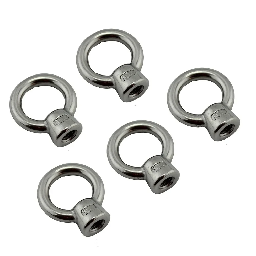 5PCS JIS1169 Lifting Eye Nut Ring Loop Hole Thread Nuts 304 Stainless Steel For Marine Hardware