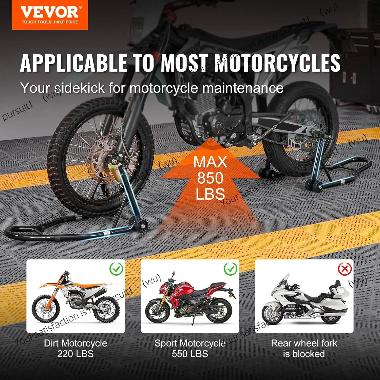 Motorcycle bracket 50 lbs (rated load-bearing about 340 kg), front and rear combined bracket lifting front wheel fork bracket