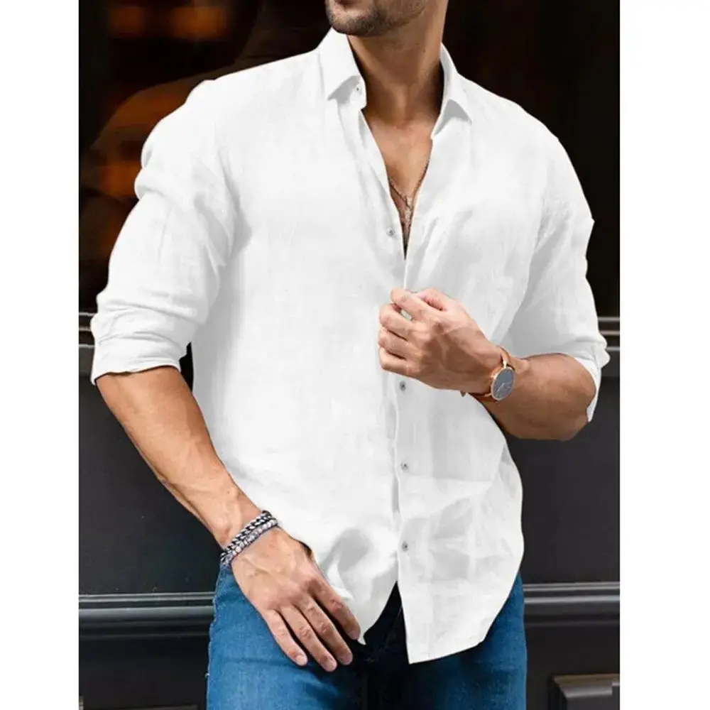 2023 New Autumn Men's Casual Shirt Full Sleeve Button Street Style PU Leather Thickened Fleece Inner  Collar Clean Fit