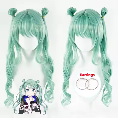 Miku Wig Anime Project Sekai Colorful Stage Cosplay MORE MORE JUMP! Green Heat Resistant Synthetic Hair Wigs + Wig Cap