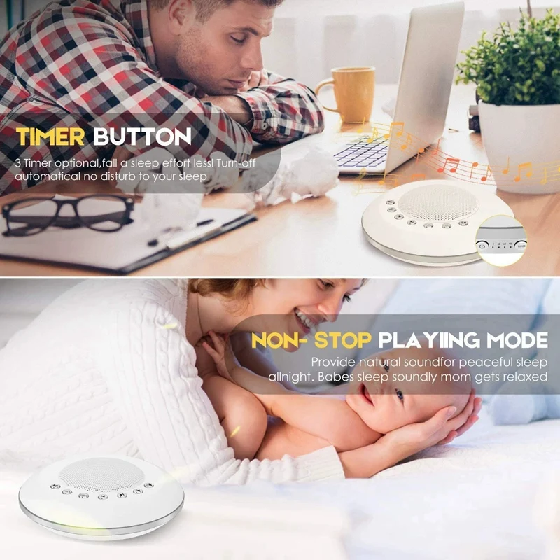 Baby White Noise Machine With Light Built-In 28 Soothing Sound USB White Noise Sleep Sound Machine For Baby Adult Durable