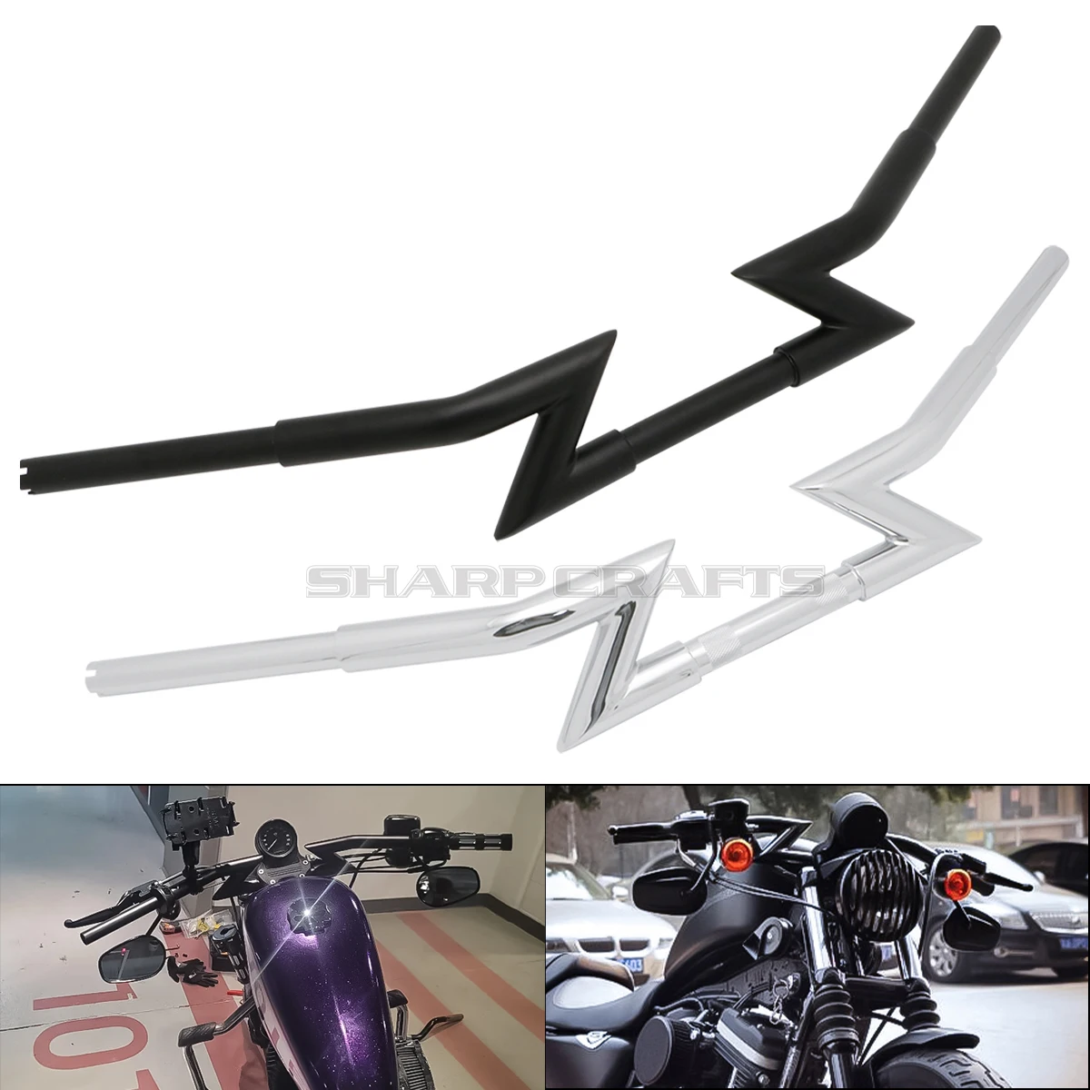 

For Harley-Davidson Softail Dyna Sportster XL Model 883 XL1200 Forty Eight Handlebar Chopper Bobber Motorcycle 1" Z Bar Drag Bar