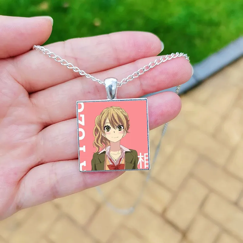 Citrus Anime Necklace for Women Girls Aihara Yuzu Girls Mei Aihara Art Poster Glass Cabochon Pendant Chain Fashion Jewelry Gift