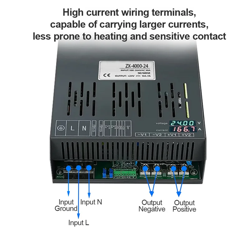 ZX-4000W High Power Supply With Digital Display 180-264VAC Constant Voltage and constant current DC 24v 36v 48v 72v adjustable