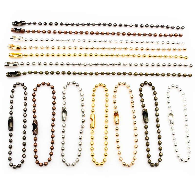 100pcs Iron 2mm Ball Bead Chains 11cm Long KeyRing Chain Label Hand Tag Connector Bulk Keychain DIY Jewelry Making Accessories