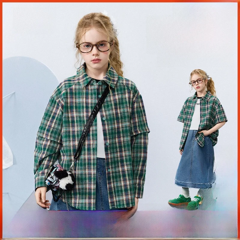 girls-casual-plaid-irt-ask-spring-autumn-new-sle-loose-fit-cotton-long-sve-button-up-coat-versatile-children's-clothing