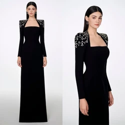 Jiayigong personalizado estilo clásico moderno noche Formal cuello cuadrado A-line listones vestidos para ocasiones a medida