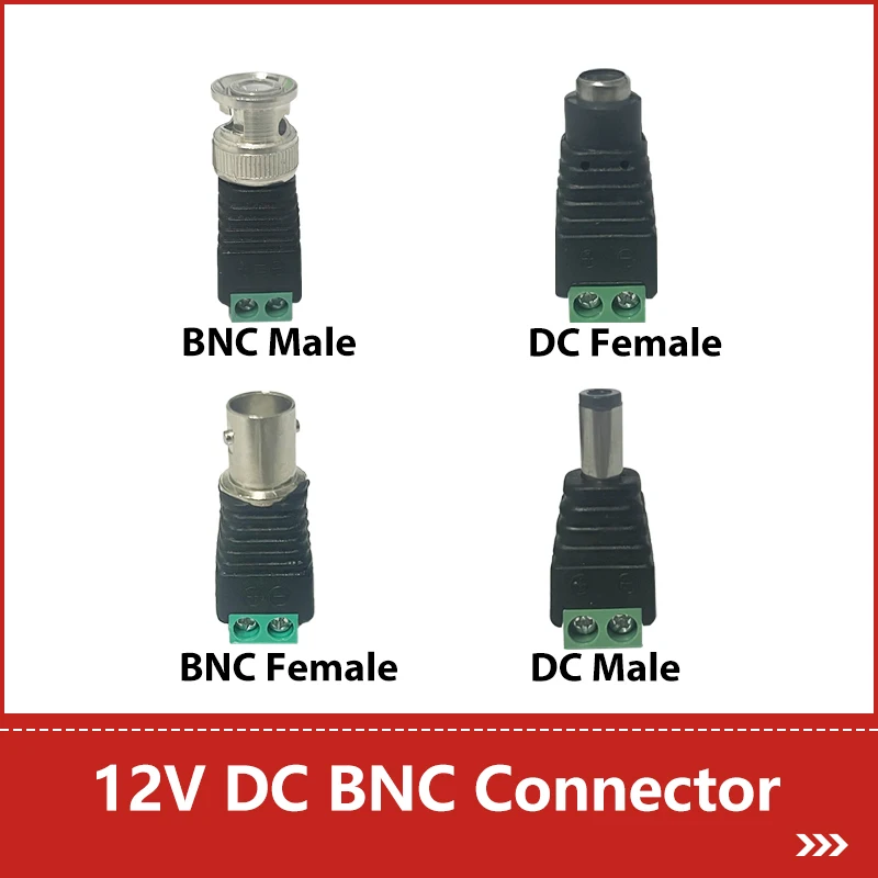 

12 В постоянного тока BNC штекер-мама видео балун вилка для светодиодных лент камеры видеонаблюдения