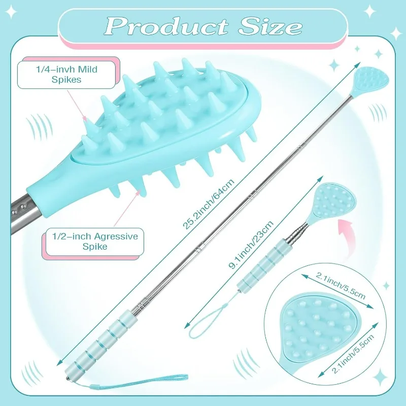 Telescoping Back Scratcher in Macaron Colors, Retractable & Portable Itch Relief Tool, Christmas Stocking Stuffer for Adults