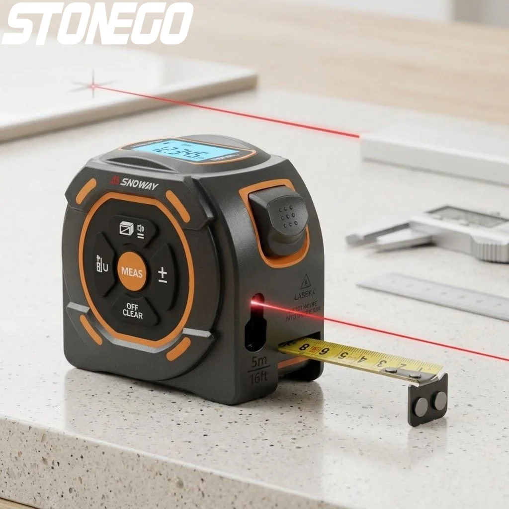 

Цифровой лазерный дальномер 2-в-1 с функцией рулетки, стальная измерительная лента 131 фут / 197 фут для строительных работ