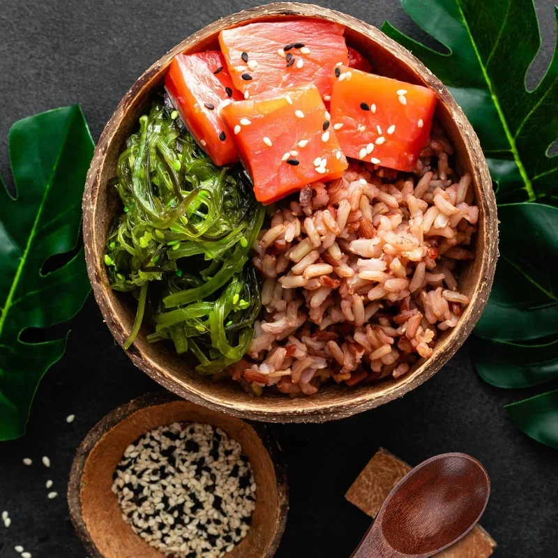 طقم أواني عشاء من جوز الهند الطبيعي ، أواني حاويات خشبية للحلوى سلطة فواكه ، أواني طعام للمطبخ ، 12-15 *