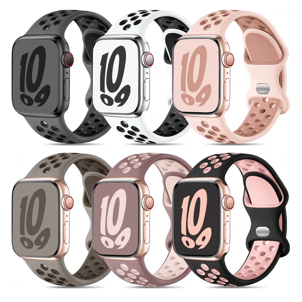 Sport band for Apple Watch strap Ultra-2 49mm Series 9/8/7 41mm 45mm 38 42MM Silicone Bracelet iWatch serie 6 SE 5 4 3 44mm 40mm