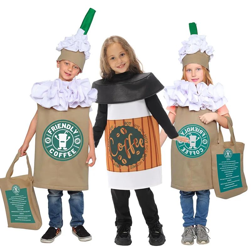 

2025 New Unisex Boys Drink Star Costume Boy Coffee Cup Fancy Dress Up Coffee To Go Girl Coffee Costume For Girls