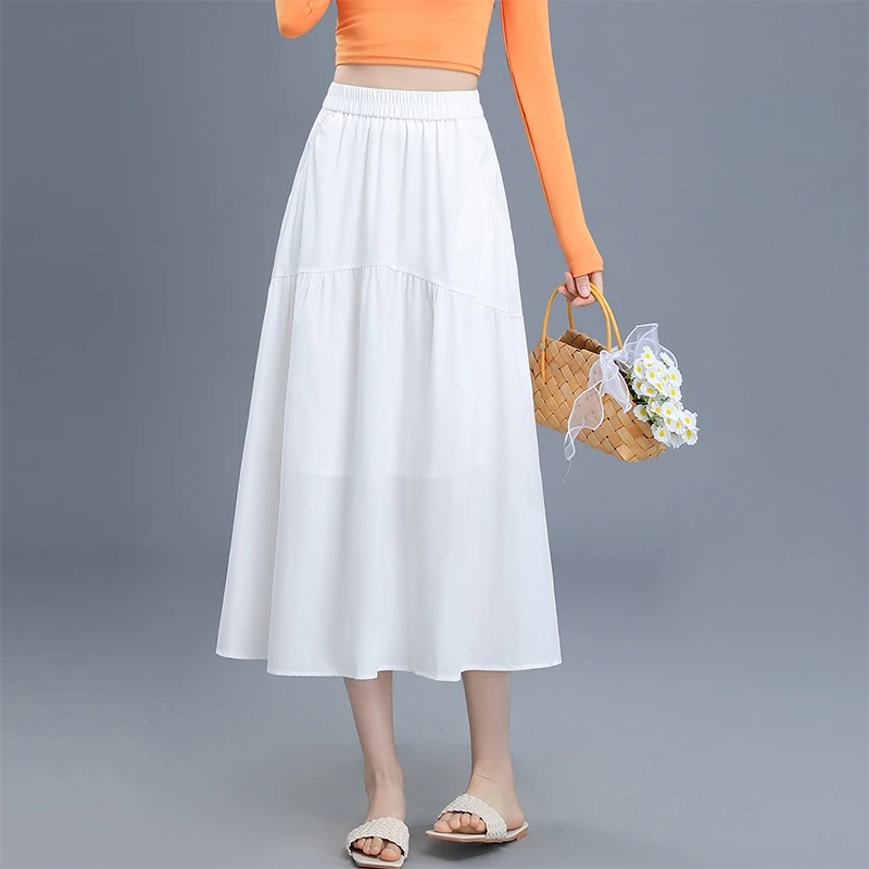 

ZUZK Женская повседневная юбка, элегантная летняя юбка в новом корейском стиле, с эластичной талией, юбка-фейри, повседневная юбка, Faldas Elegantes