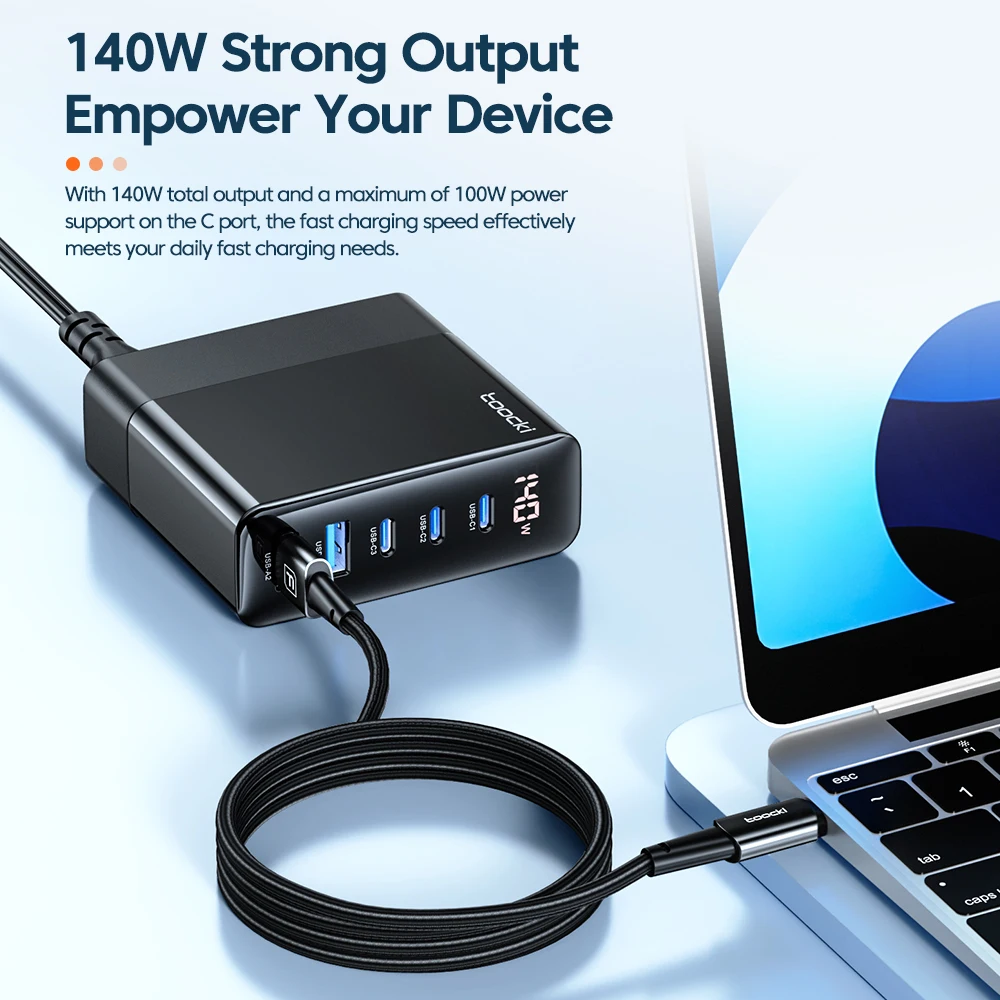 140W High Power Fast Charging 5 Ports PD And USB Desktop Station Charge