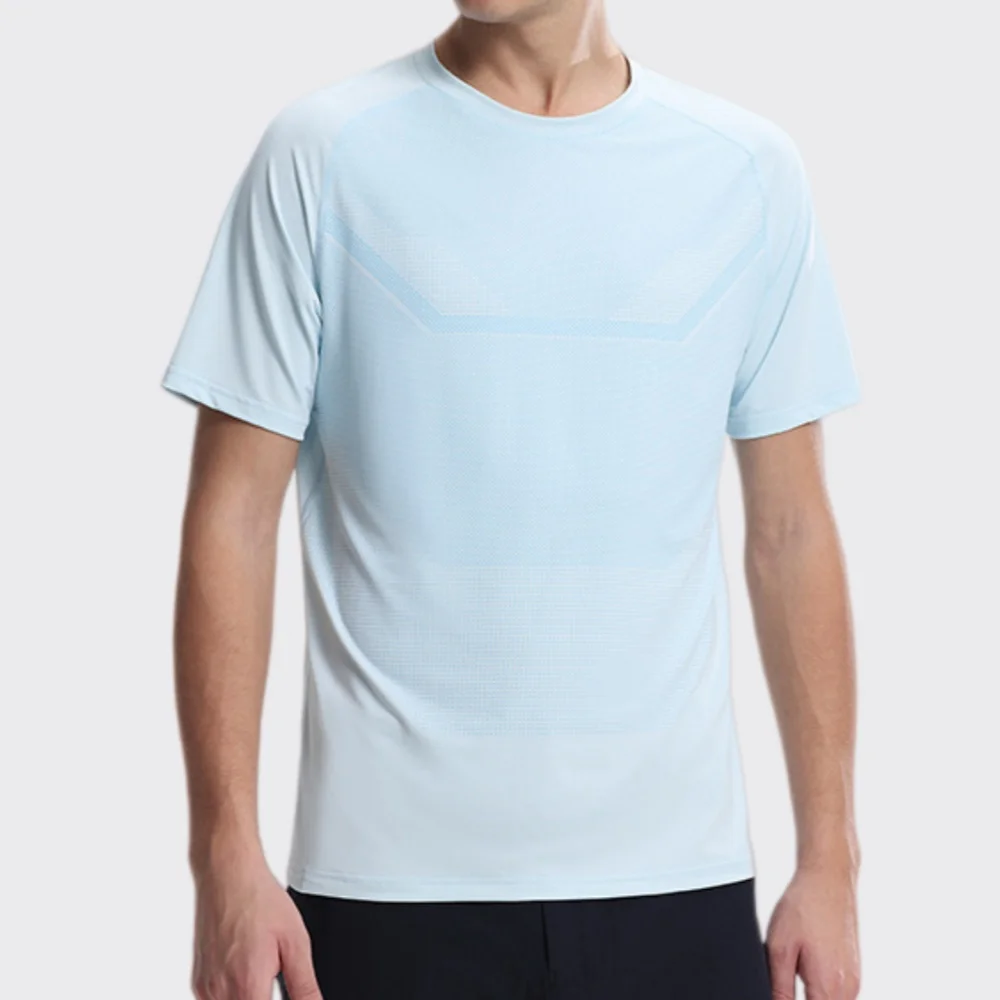 Men's Fitness Sports Round-neck Short Sleeves Summer Gym Running Fitness Cycling T-Shirt Breathable Slim Fit Solid Color Top Tee