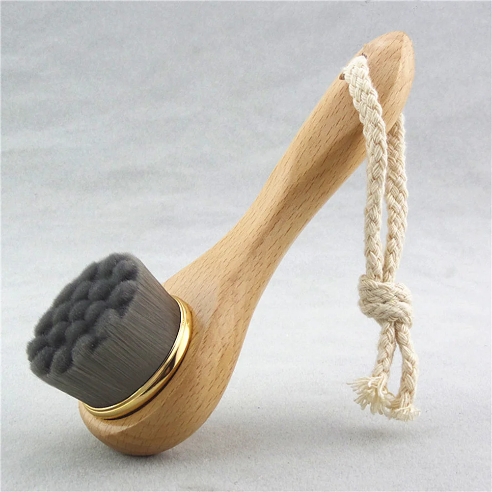 

Facial Cleansing Brush for Deep Pore Cleansing Manual Spa Wash Massage Exfoliation Bristle Brush With Wooden Long Handle Facial