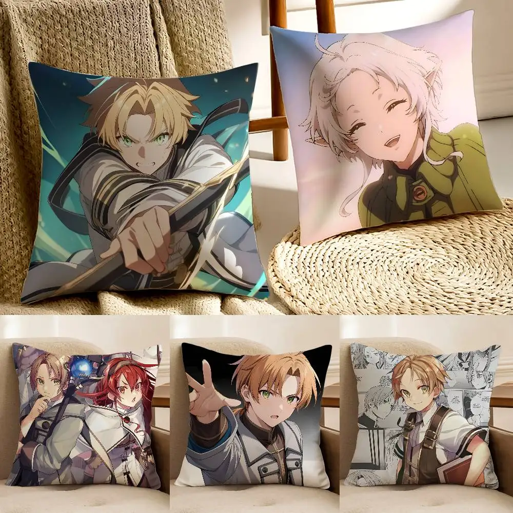 Funda de almohada Anime M-Mushoku Tensei, sofá cama con cremallera Invisible antipolvo