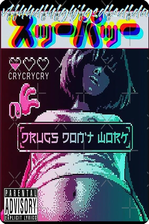 Cool Girl Vaporwave Urban Style Print Metal Sign Decor - 8 x 12inch Bar Pub Garage Man Cave Wall Art sign