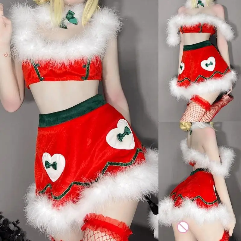 

Sexy uniform, sexy tube top split Christmas suit, Christmas sexy underwear set