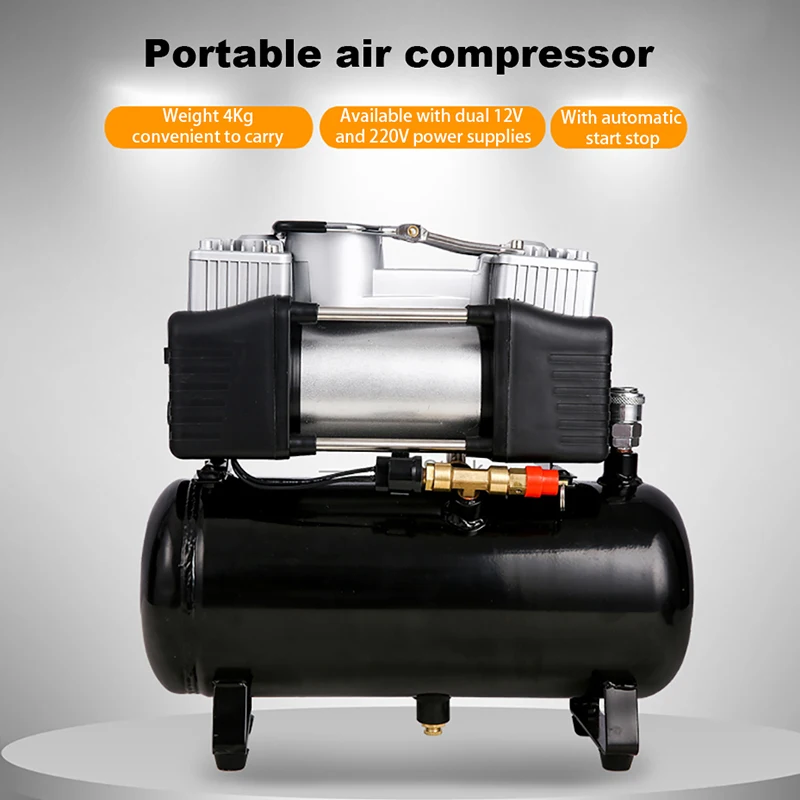 2.5L Portable Tyre Inflator Electric Motorcycle Pump Small Air Compressor 12V/220V Air Compressor Car Air Pump