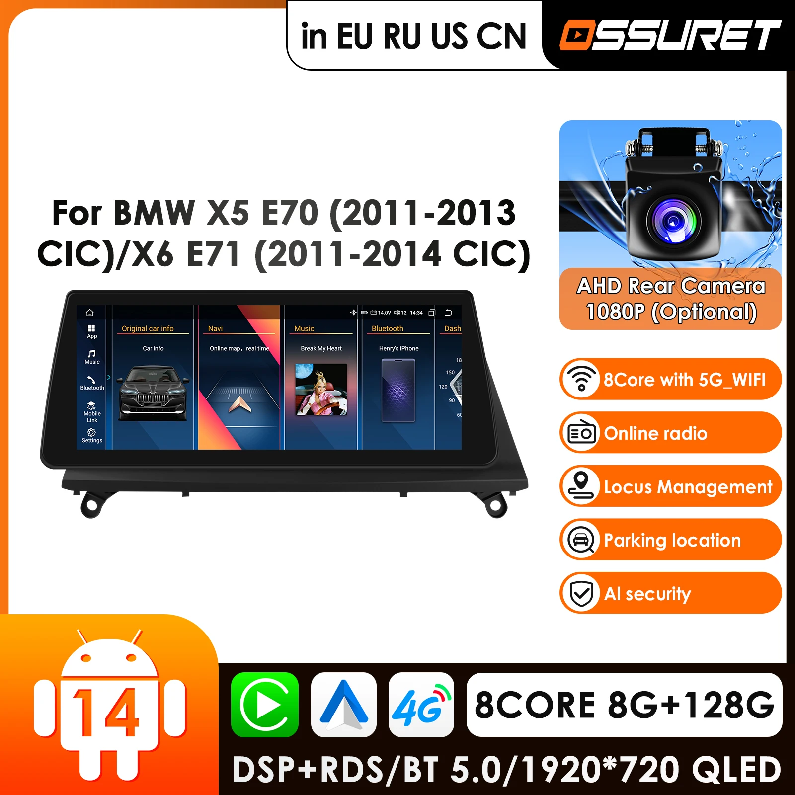 Autoradio Wireless Carplay for BMW X5 X6 E70 E71 2007-2013 CCC CIC System Multimedia Display Touch Screen Android Auto Head Unit