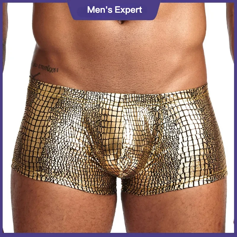 PS515 Men’s Low-Waist Snake Print Boxer Shorts - Polyester U-Shaped Pouch, Large Pouch Comfortable Stylish Underwear