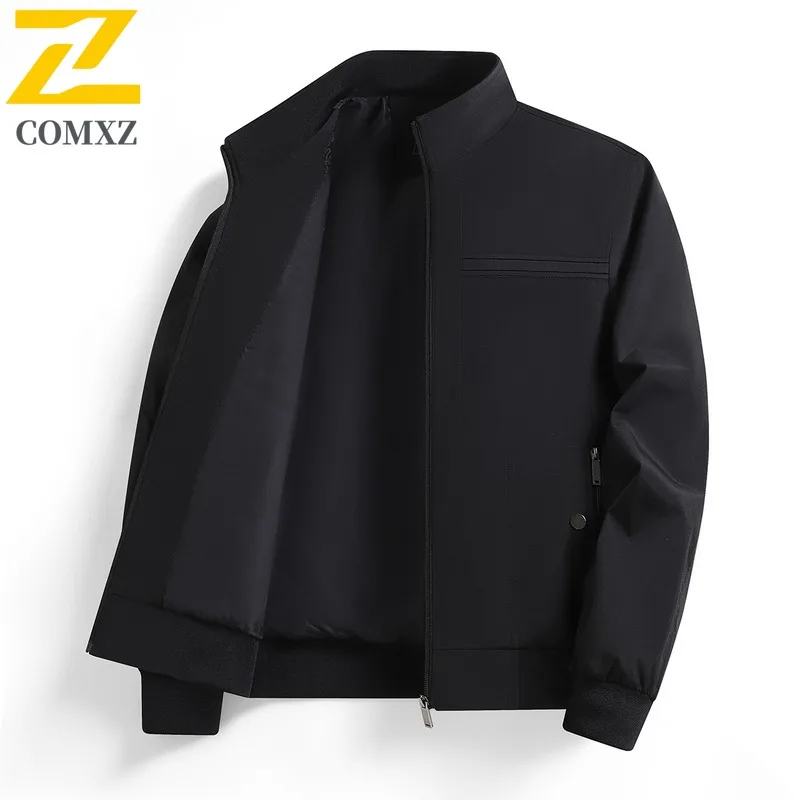 

COMXZ Urban Mens Jacket Thickened Office Cold Resistant Zipper Coat Stand Collar Solid Color Lightweight Winter Outerwear