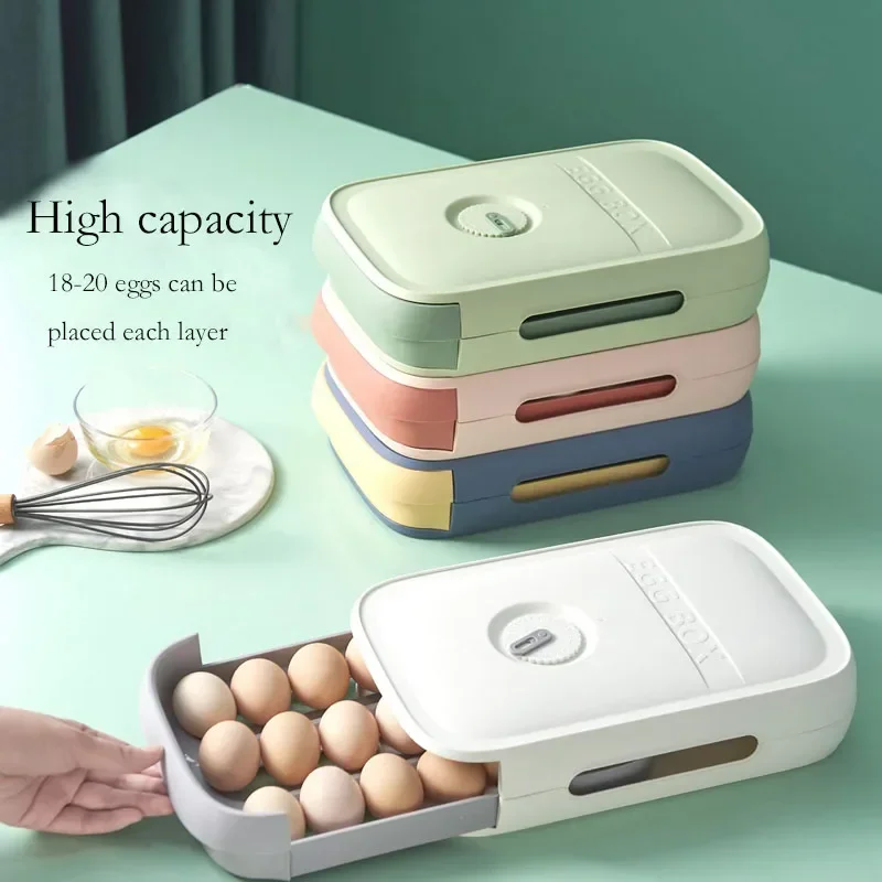

Eggs Holder Storage Boxes Kitchen Drawer Egg Organizer Refrigerator Storage Box Fresh Keeping Dumpling Box Household