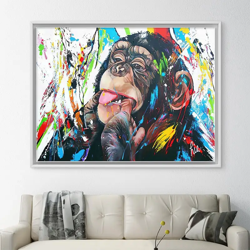 Graffiti Cute Monkey Paintings Pictures Big Sizr Pop Cute Monkey Canvas Art Colorful Printed Poster No Frame Wall Art Decor