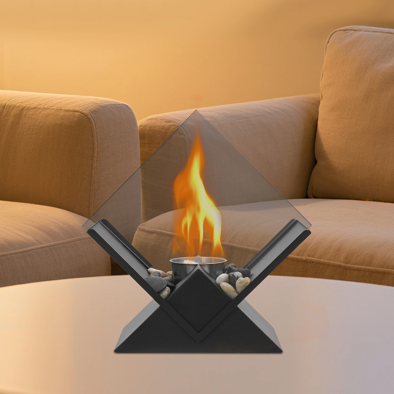 Alcohol Fireplace, Tabletop Smokeless Fire Pit, Indoor Outdoor Tabletop Fireplace for Home Decor Gift（Two Styles to Choose）