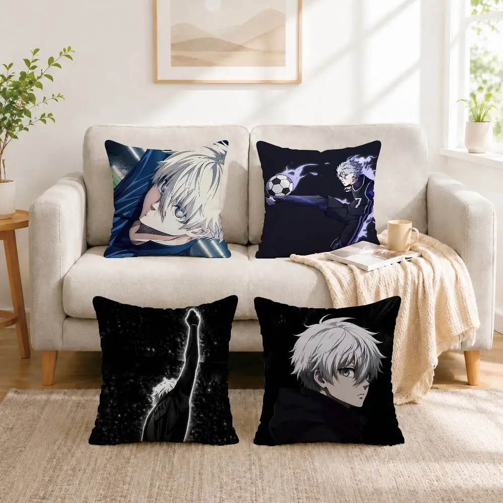 A-Anime B-Blue Lock Seishiro Nagi Square Double-Sided printed Pillow Case Bedroom Bedside Pillow Sofa Cushion Cover Gift
