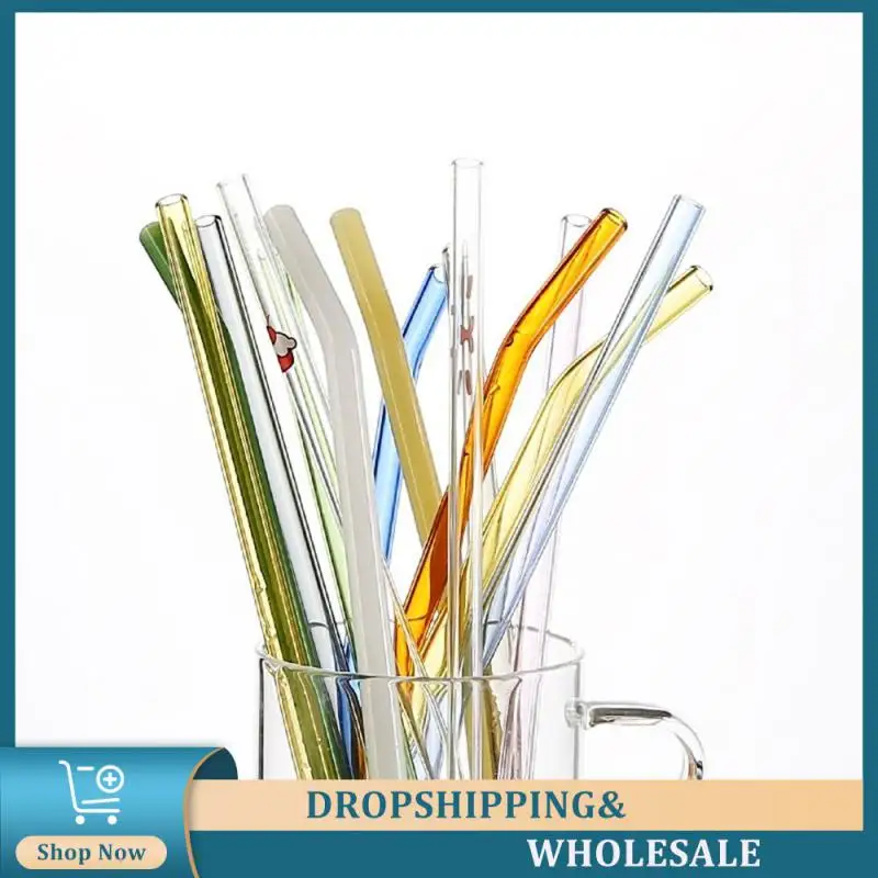 Milk Beverage Straw High Borosilicate Three-way Curved Shape Creative Tableware Glass Straw Large Wave-shaped Heat-resistant