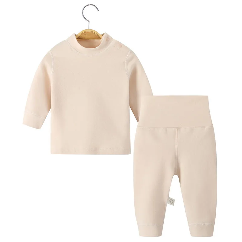 Baby set for spring and autumn, winter, men's and women's mid to high necked autumn clothes, baby warm base pajamas