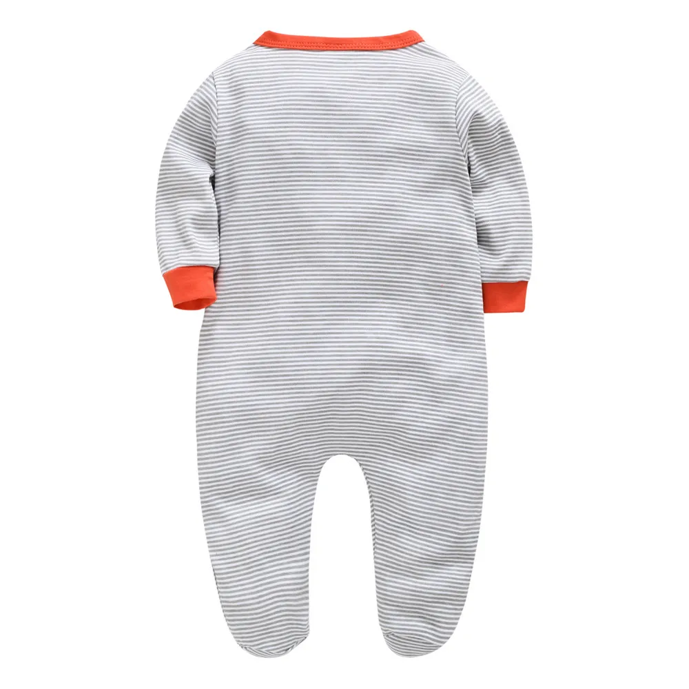 Kavkas Long Sleeve Newborn Cotton Baby Boy Romper 0-12 Months O-Neck Cartoon Print Casual Baby Clothes