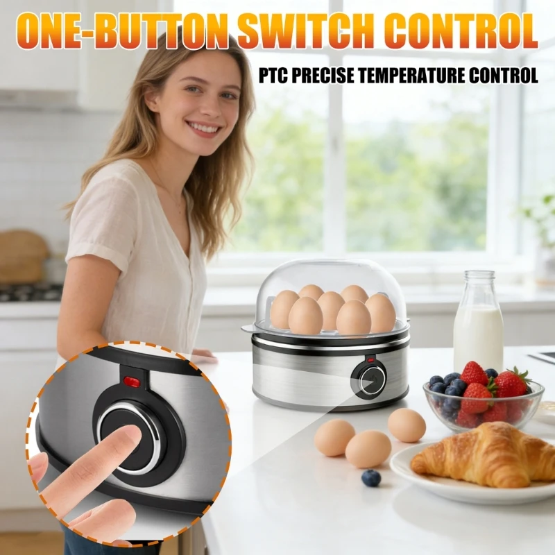 Electric Eggs Boiler with Auto Shut Off Steamer Soft Boiled Eggs Cooker for Perfect Hard/Soft Boiled Enduring
