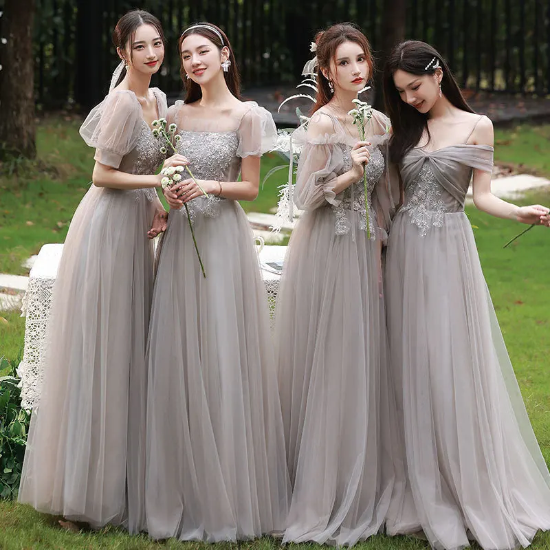 

ey Maidsmaid Dr Ele Wedding Sister up Fairy Aosphere Autumn Winter Long Skirt Women High-End Slimming A-Line Skirt