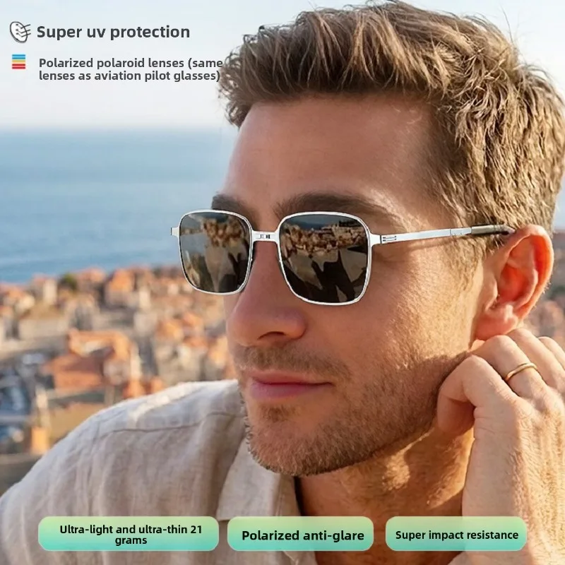 Feliztrip Foldable Sunglasses Sunglasses Ultra-Light Screwless Polarized Lenses UV Protection Anti-Blue Light TR-G558