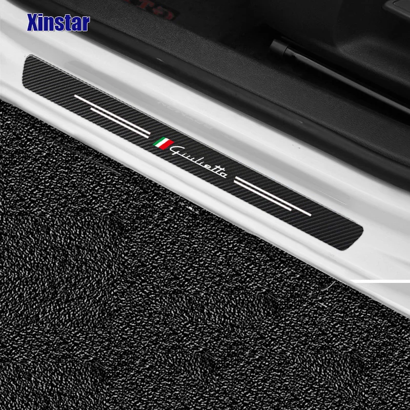 Carbon Fiber Car Door Sticker For Alfa Romeo Sportiva Giulia Giulietta 159 156 MITO Stelvio 147 Auto Accessories