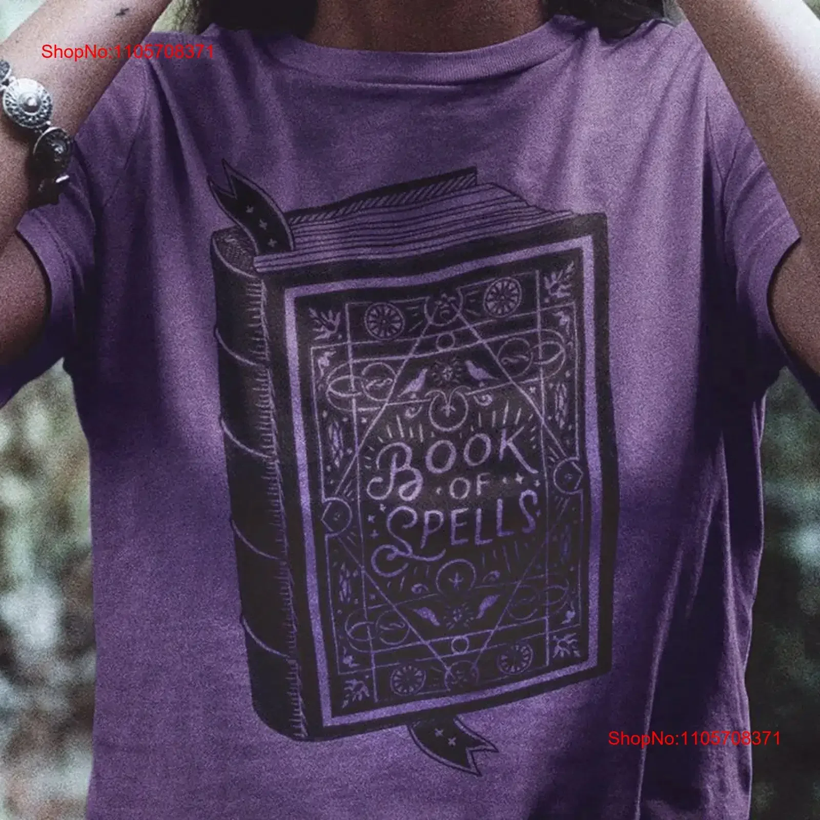 Book of Spells Witch Grimoire Mystical Witchy Halloween Lightweight Tri Blend T Shirt Black Ink vintage Washed Stretched