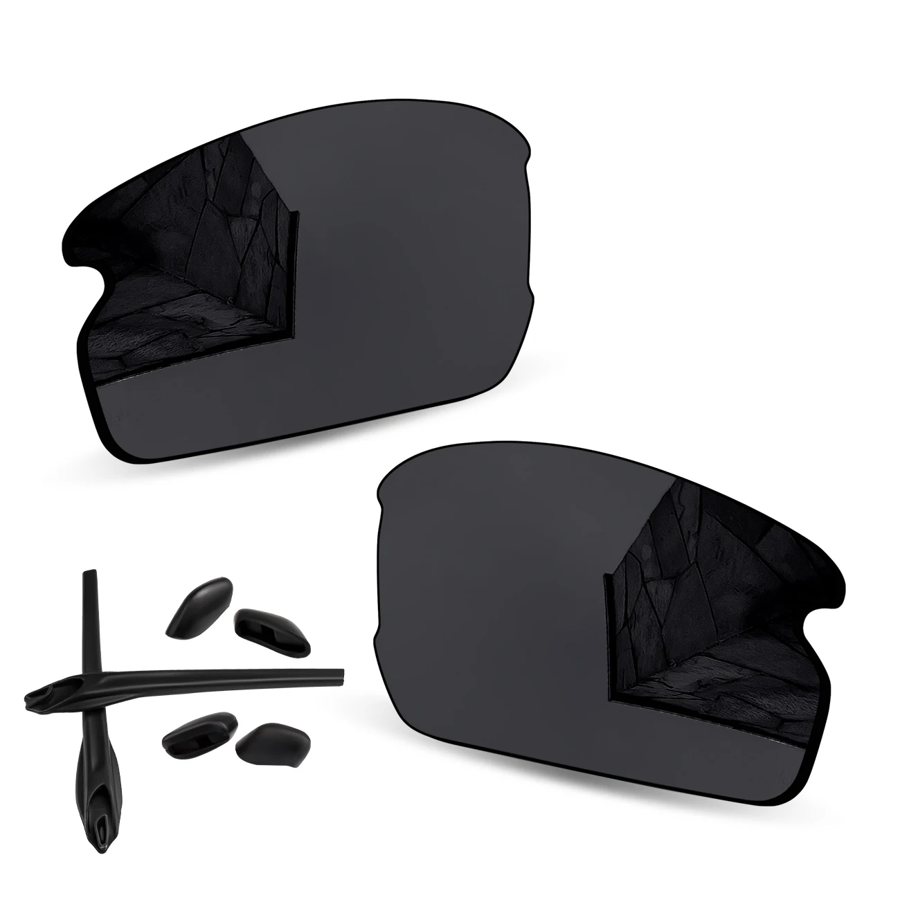 1.5mm Polarized Replacement Lenses & Black Rubber Kit for Oakley Flak 2.0 OO9295 59mm Sunglasses