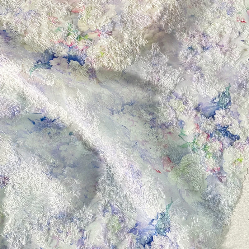 

Watercolor Flower Chiffon Jacquard Fabric Digital Printing Material for Cheongsam Hanfu Dress Making and DIY Sewing Craft