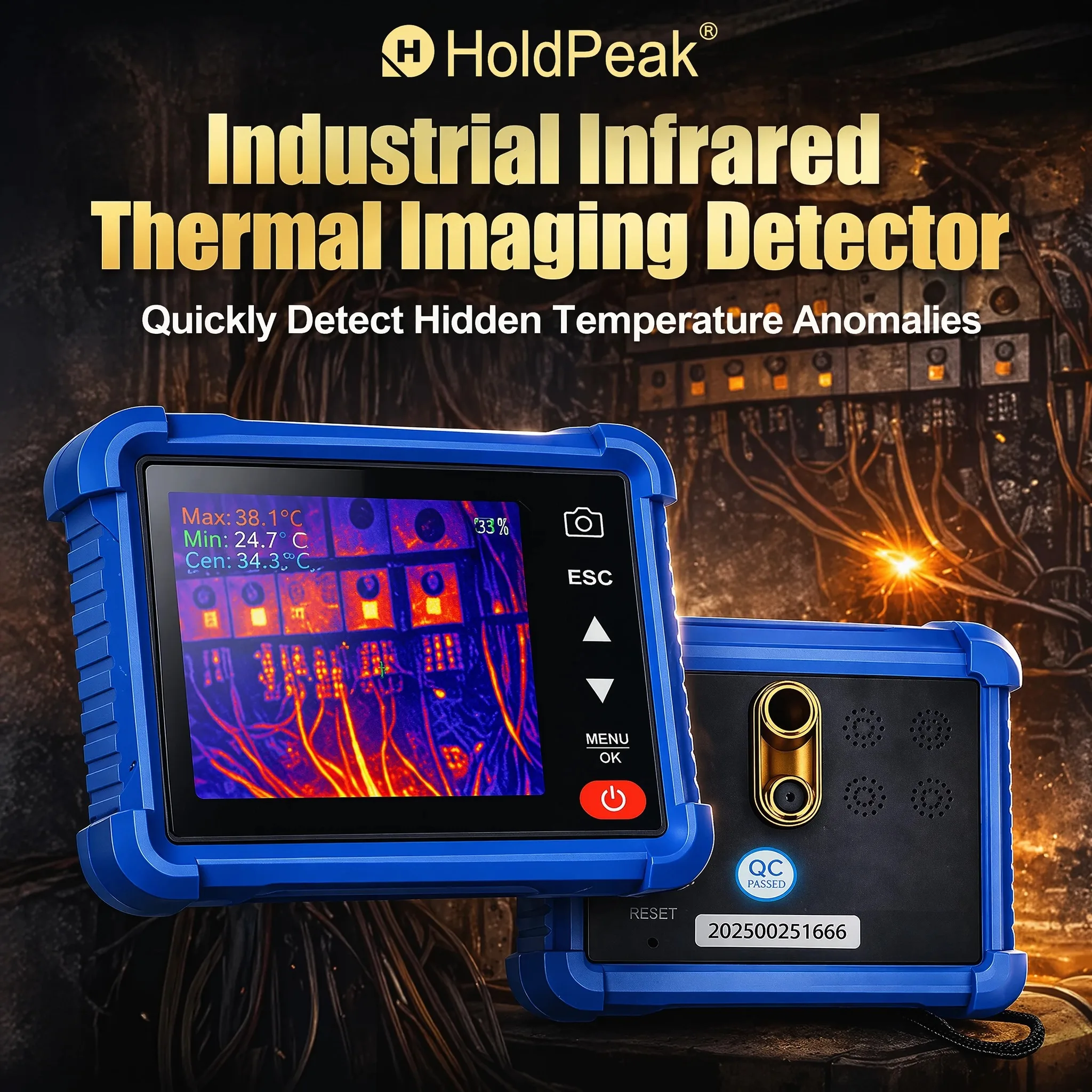 Thermal Imager 256x192 IR Resolution -20°C~550°C 3.5'' Display WIFI APP 8GB Storage 10 Palettes for Electrical HVAC Building