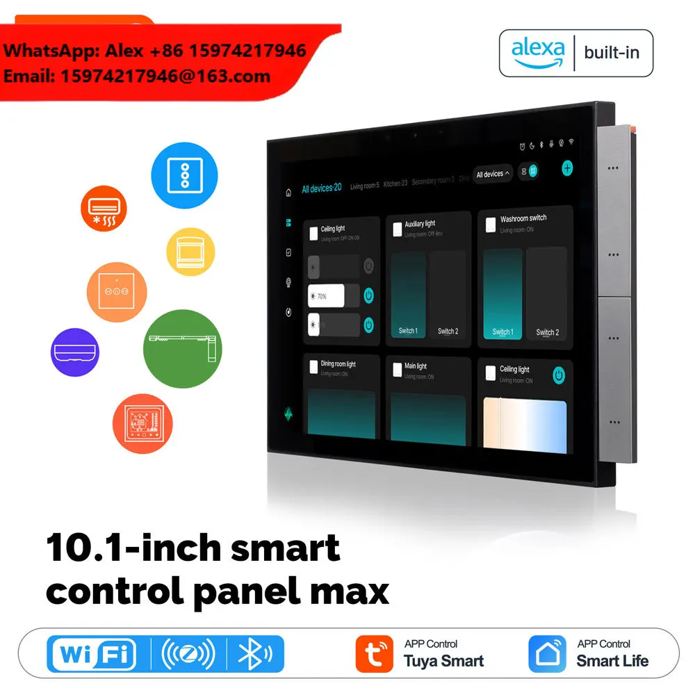 Hot Sale 10inch Tuya Smart Touch Screen Control Panel MAX Wall Switch With ZigBee Bluetooth Mesh Gateway Hub PST-TPA10