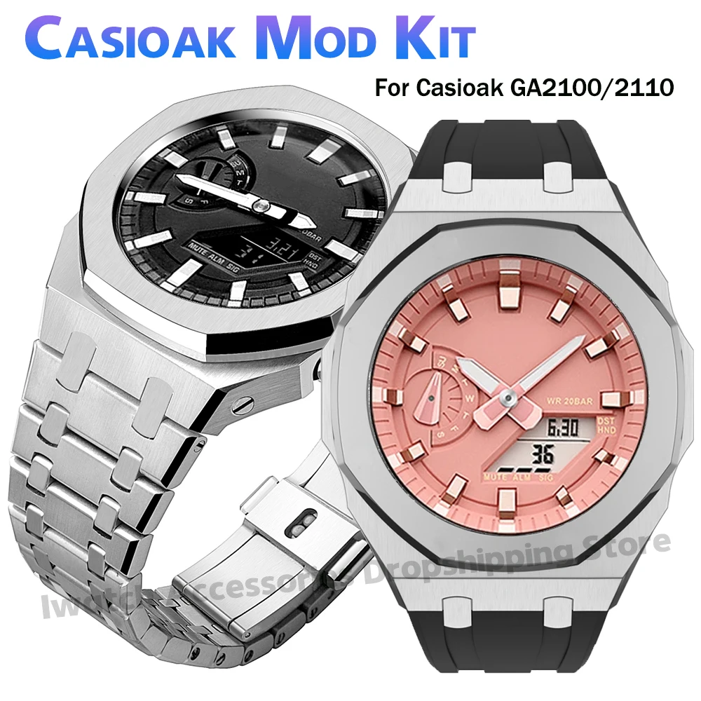 Mod Kit GEN4 Gen5 GA2100 Metal Bezel for G shock Casioak Modification 4th Generation Rubber&Steel Watch Case Strap GA-B2100 2110