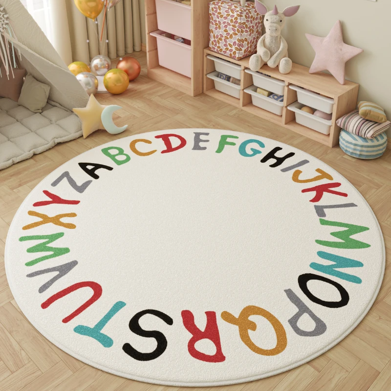 Cartoon Style Living Room Decoration Carpet Fluffy Soft Plush Rug Color Round Rugs for Bedroom Large Area Thick Lounge Floor Mat