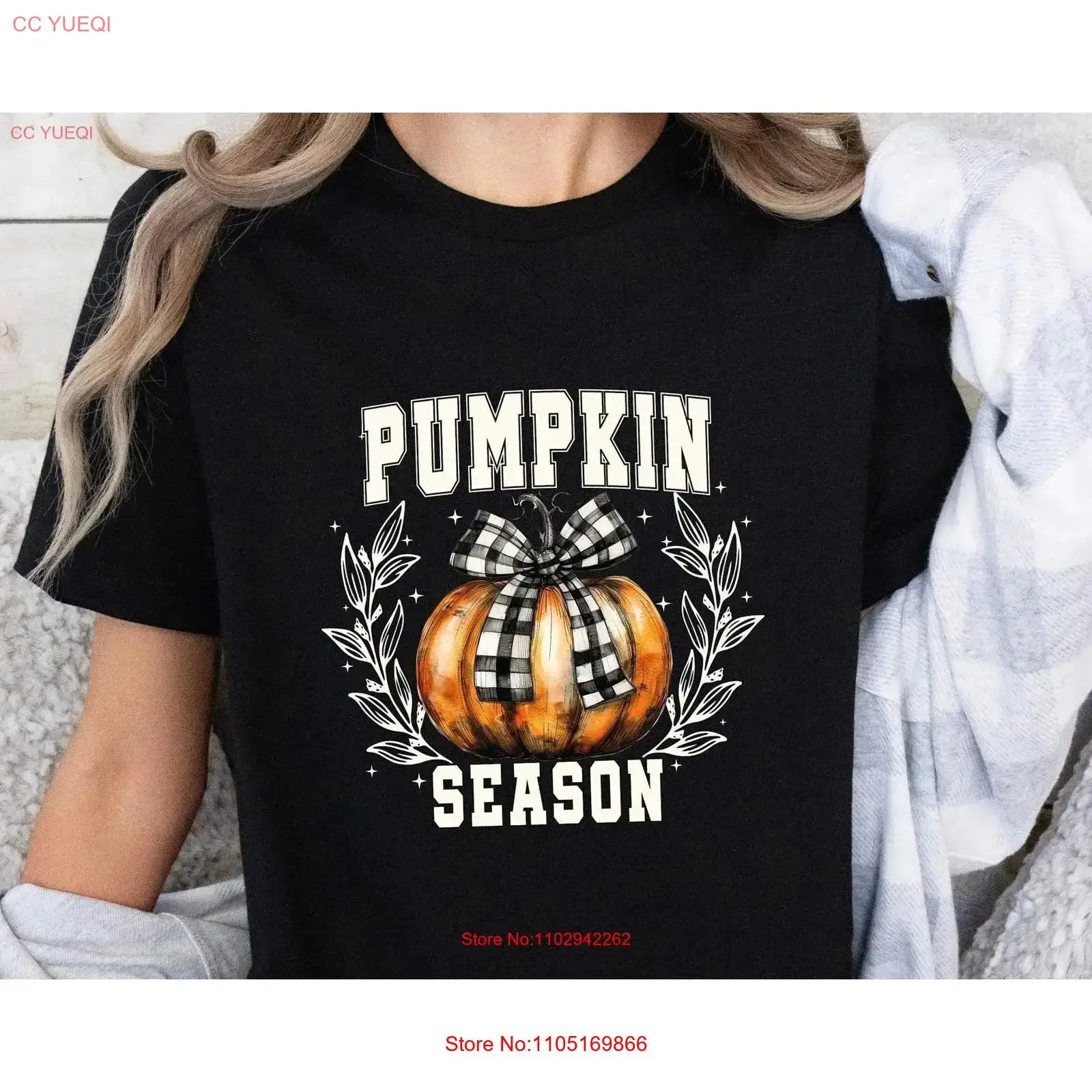 تي شيرت لموسم اليقطين للهالوين للخريف بفيونكة مريحة لطيفة عتيقة مغسولة ملابس الشارع الشهير ملابس علوية للارتداء اليومي #1