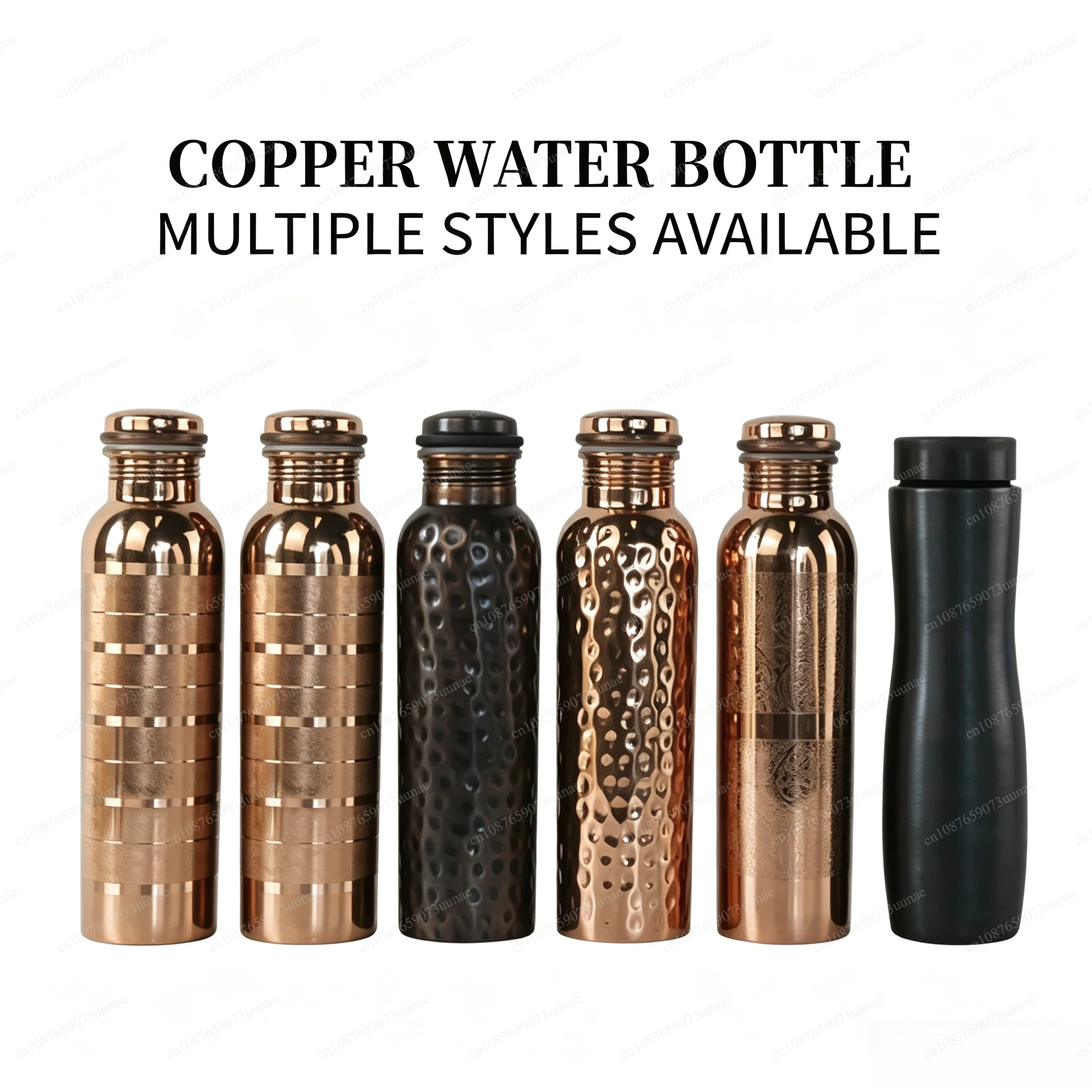 Handmade Pure Copper Water Bottle Lightweight Leakproof Portable Drinking Bottle for Outdoor Travel Home Daily Use